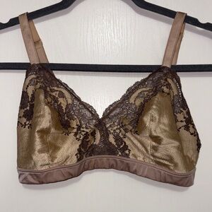 Wacoal Lace Soft Cup Bra 36 C/D Brown Wireless Comfortable Style 852256